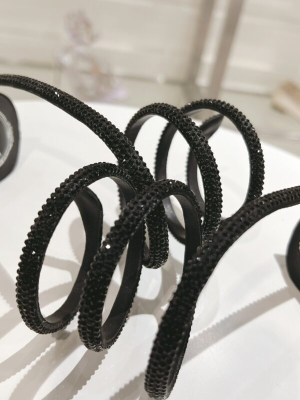 Black Crystal Spiral High-Heel Sandals