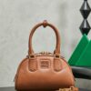 Miu Miu Women’s Arcadie Calfskin Bowling Bag – Vintage-Style Shell Bag (Suitable for Commuting; Shoulder, Crossbody, or Hand-Carry)