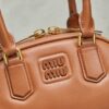 Miu Miu Women’s Arcadie Calfskin Bowling Bag – Vintage-Style Shell Bag (Suitable for Commuting; Shoulder, Crossbody, or Hand-Carry)