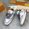 Louis Vuitton LV Trainer White, Cement Grey & Gum Retro Sneakers