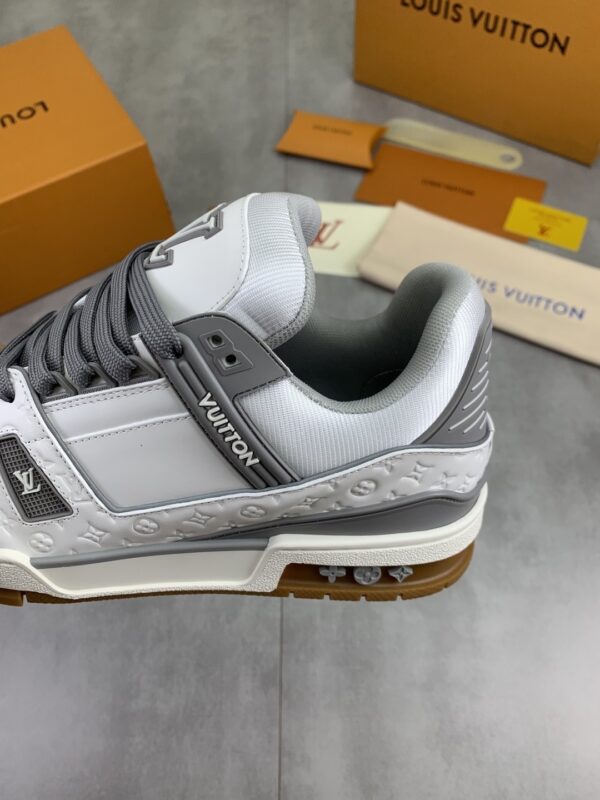 Louis Vuitton LV Trainer White, Cement Grey & Gum Retro Sneakers