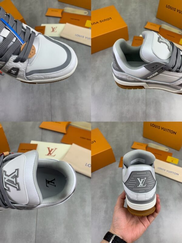 Louis Vuitton LV Trainer White, Cement Grey & Gum Retro Sneakers
