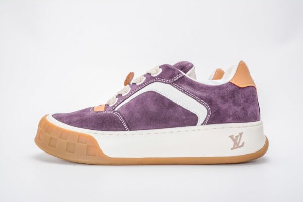 Purple Suede Checkerboard Gum-Sole Sneakers