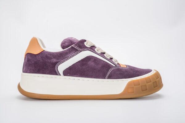 Purple Suede Checkerboard Gum-Sole Sneakers