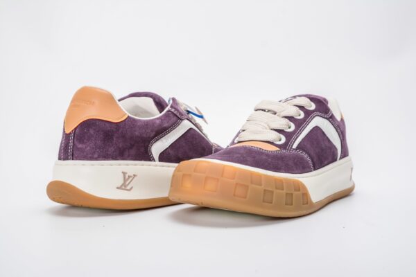 Purple Suede Checkerboard Gum-Sole Sneakers