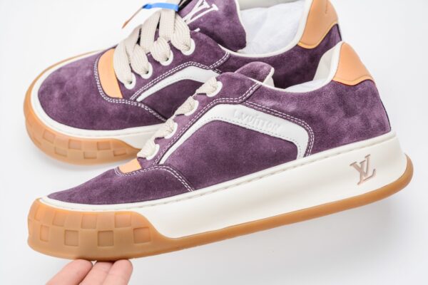 Purple Suede Checkerboard Gum-Sole Sneakers