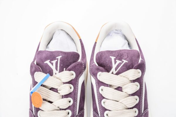 Purple Suede Checkerboard Gum-Sole Sneakers