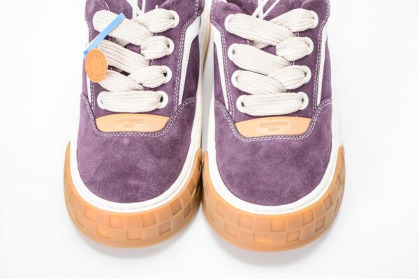 Purple Suede Checkerboard Gum-Sole Sneakers