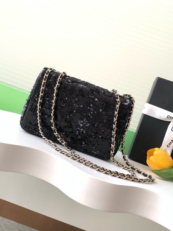 sy_no_3455CF4EDA58A7EB48FF9ABC19835DEC_2 Chanel 24 Black Women's Bag with 3D Lettering and Sequins