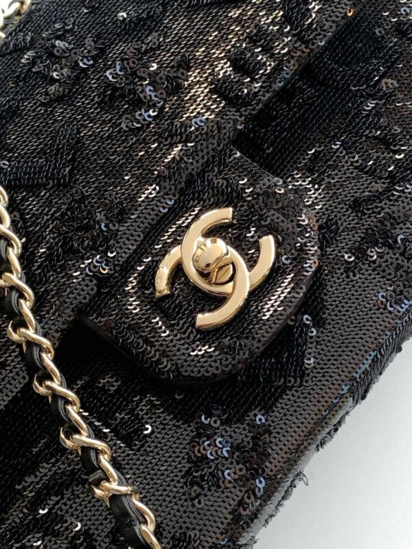 sy_no_3455CF4EDA58A7EB48FF9ABC19835DEC_4 Chanel 24 Black Women's Bag with 3D Lettering and Sequins