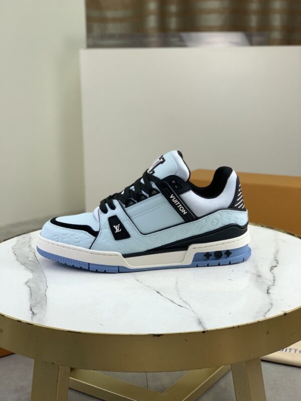 sy_no_34C57779C7E01707B55FDB9AF2EF3408_0 Louis Vuitton LV Trainer Glacier Blue, Black & White Retro Sneakers