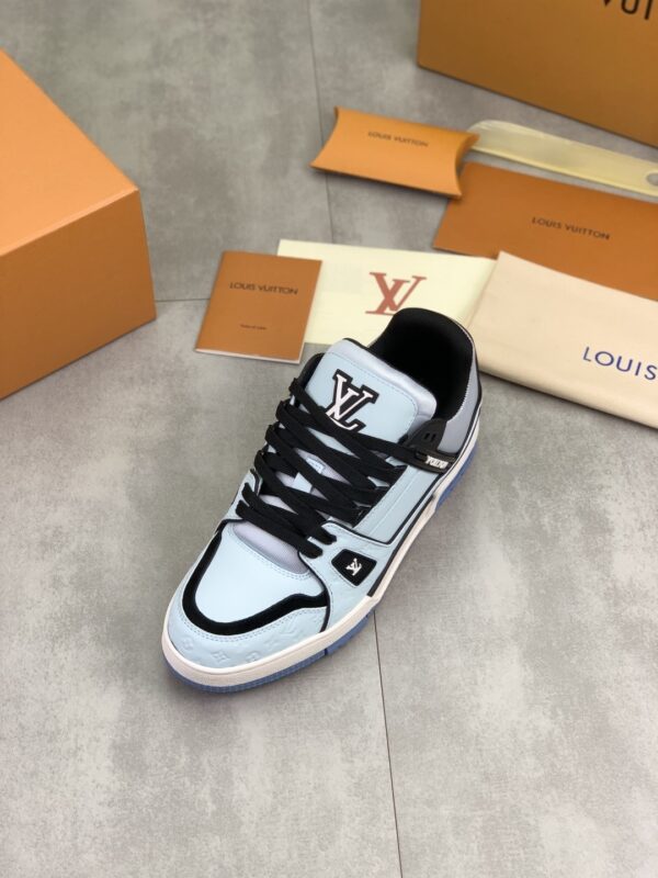 sy_no_34C57779C7E01707B55FDB9AF2EF3408_3 Louis Vuitton LV Trainer Glacier Blue, Black & White Retro Sneakers