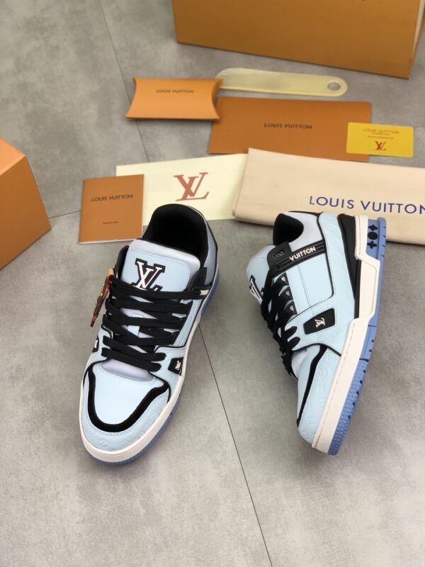 sy_no_34C57779C7E01707B55FDB9AF2EF3408_4 Louis Vuitton LV Trainer Glacier Blue, Black & White Retro Sneakers