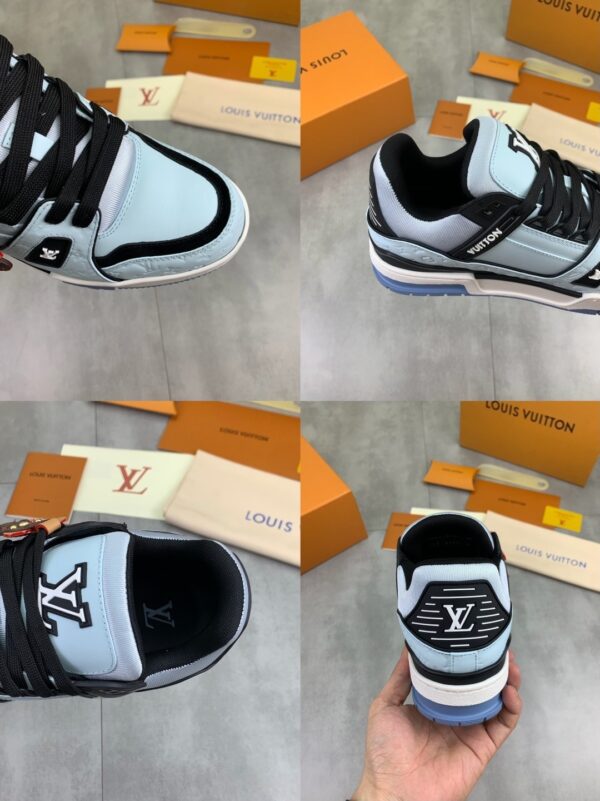 sy_no_34C57779C7E01707B55FDB9AF2EF3408_8 Louis Vuitton LV Trainer Glacier Blue, Black & White Retro Sneakers