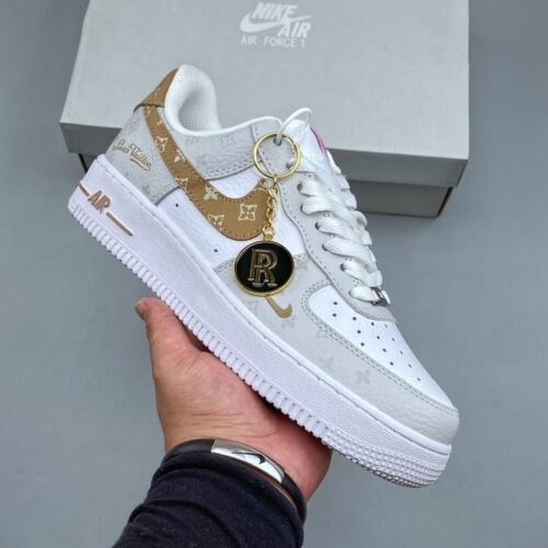 Nike Air Force 1 Low Custom Concept – Grey Monogram & Brown Canvas