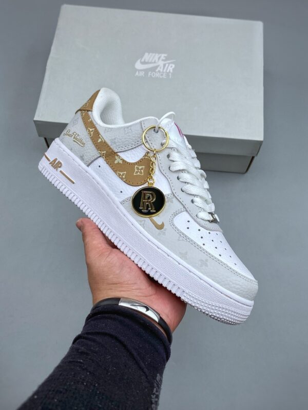 sy_no_34DB3A52997A1D71CA3F1EBF92886E6B_0 Nike Air Force 1 Low Custom Concept – Grey Monogram & Brown Canvas