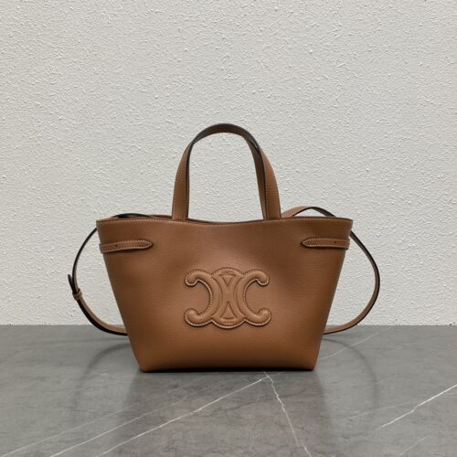Grained Leather Small Tote Bag