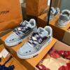 sy_no_37886ACC149AB055BAE775186D69ED92_0 Louis Vuitton Men's Navy Blue Denim LV Trainer Sneakers