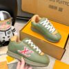 sy_no_37F7DADC540F48CF818C73147EBC39A6_0 Louis Vuitton Olive Green Leather Retro Runner Sneakers