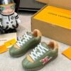 sy_no_37F7DADC540F48CF818C73147EBC39A6_4 Louis Vuitton Olive Green Leather Retro Runner Sneakers