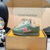 sy_no_37F7DADC540F48CF818C73147EBC39A6_6 Louis Vuitton Olive Green Leather Retro Runner Sneakers