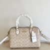 Light Khaki and Cream Signature Canvas Rowan Boston Bag