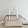 Light Khaki and Cream Signature Canvas Rowan Boston Bag