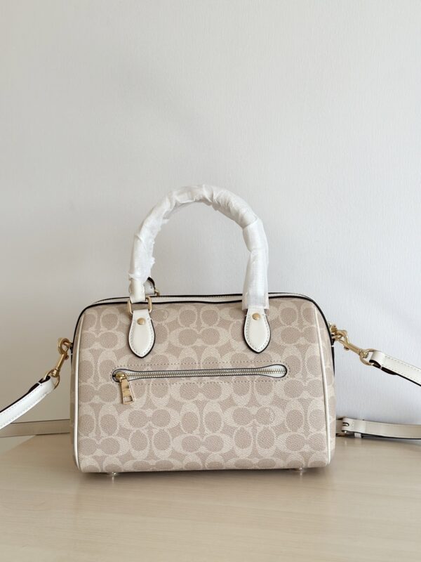 Light Khaki and Cream Signature Canvas Rowan Boston Bag