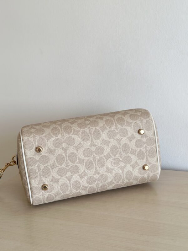 Light Khaki and Cream Signature Canvas Rowan Boston Bag