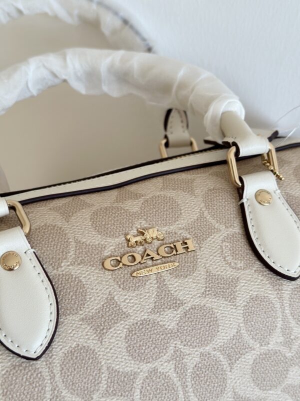 Light Khaki and Cream Signature Canvas Rowan Boston Bag
