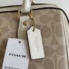 Light Khaki and Cream Signature Canvas Rowan Boston Bag