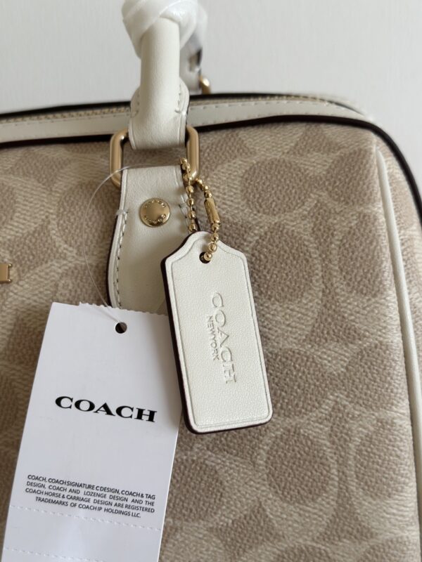 Light Khaki and Cream Signature Canvas Rowan Boston Bag