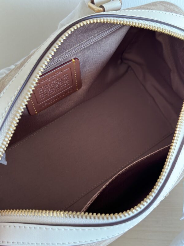 Light Khaki and Cream Signature Canvas Rowan Boston Bag