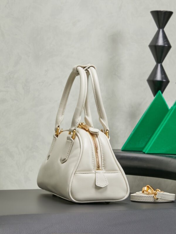Miu Miu Women's Arcadie Calfskin Bowling Bag – Vintage-Style Shell Bag (Suitable for Commuting; Shoulder, Crossbody, or Hand-Carry)
