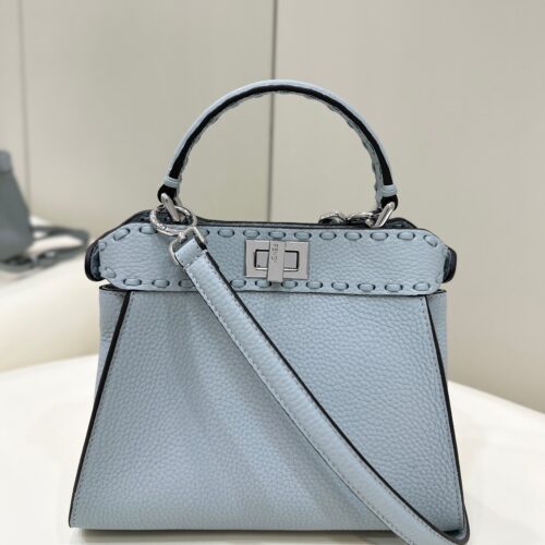Fendi Peekaboo Handbag – Blue Calfskin