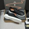 sy_no_39EDFE0EBD12732357DF48086166F6A0_5 Black Pebbled Leather Triple-Cross Slip-On Shoes