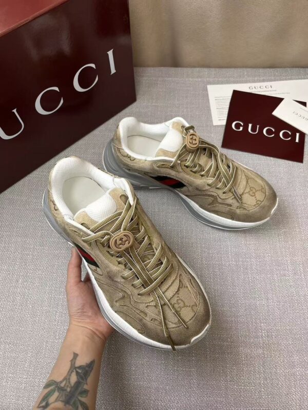 sy_no_3A8F138D75ED2F66D236E5E05550C447_2 Gucci Run GG Canvas & Suede Sneaker in Beige/Tan
