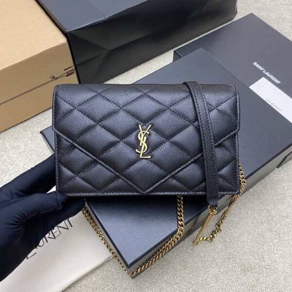 sy_no_3B6AF8DF82E63FCDCC29CB1DE1BBD7C4_0 YSL Becky Quilted Chain Bag – Black & Gold