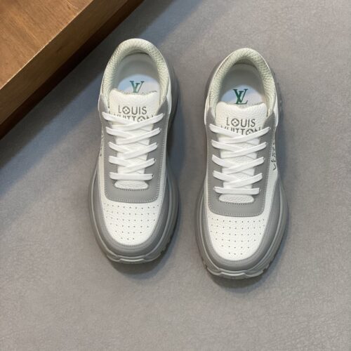 Louis Vuitton LV Run 55 White, Grey & Green Chunky Runner Sneakers