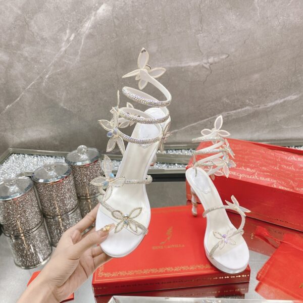 sy_no_3CB0F799CDDC1B88AF3EEECA1B366273_0 White Crystal Butterfly Spiral High-Heel Sandals