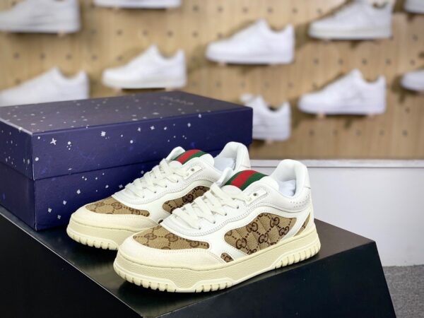 Gucci Mac8 Cream White GG Canvas Low-Top Sneakers