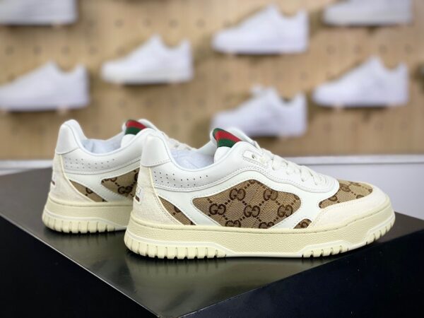 Gucci Mac8 Cream White GG Canvas Low-Top Sneakers
