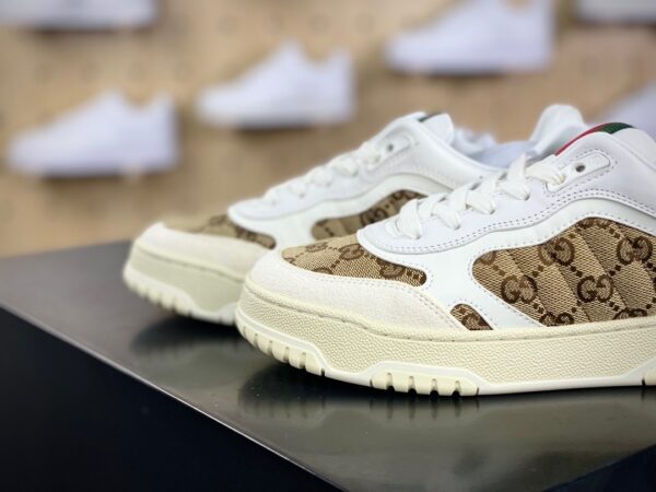 Gucci Mac8 Cream White GG Canvas Low-Top Sneakers