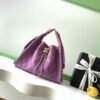 Purple Suede Quilted Drawstring Tote Bag