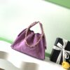 Purple Suede Quilted Drawstring Tote Bag