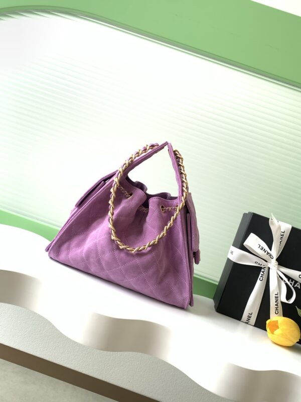sy_no_3EEBA05F3AF30D45E96CA5837705FDC2_2 Purple Suede Quilted Drawstring Tote Bag
