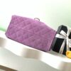 Purple Suede Quilted Drawstring Tote Bag
