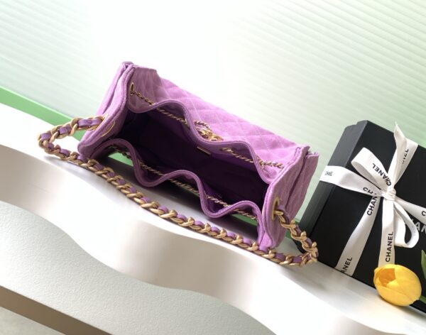 sy_no_3EEBA05F3AF30D45E96CA5837705FDC2_7 Purple Suede Quilted Drawstring Tote Bag