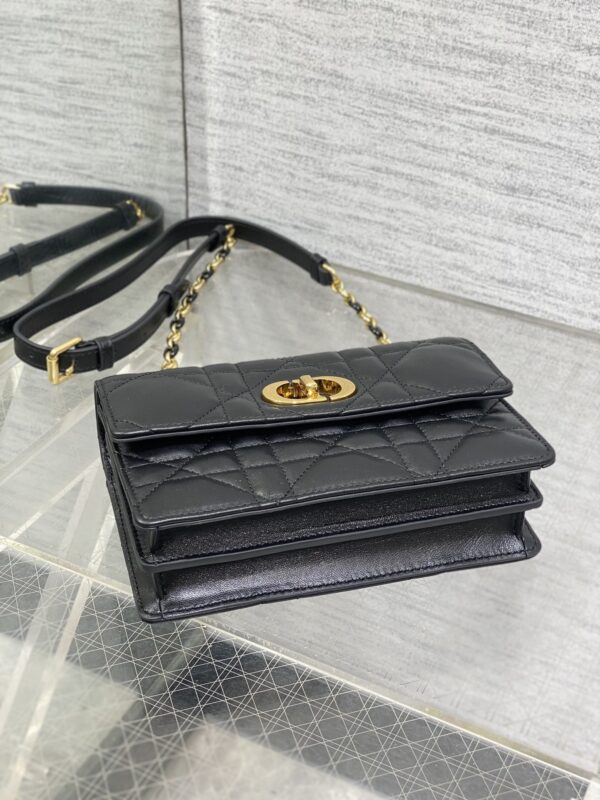 sy_no_400614C395759D368EEDFE8D213B9CD2_5 Dior Women's Black Mini Shoulder/Crossbody Bag with Oversized Cannage Pattern and Twist-Lock CD Clasp