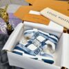 sy_no_402814CBC92AB4292BD5E1CB95C1D741_0 Louis Vuitton LV Trainer Washed Blue Denim & White Leather Retro Sneakers